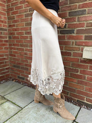 Stone Floral Applique Knit Skirt Dina