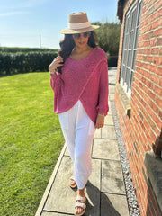Lipstick Lurex Knitted Wrap Jumper Nell