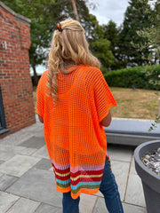 Orange Striped Hem Loose Knit Jenna