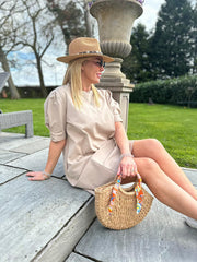 Mocha Button Detail Dress Helena