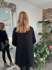 Black Sequin Dipped Hem Sweat Top Lola