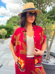 Red Tropical Print Shirt Maya