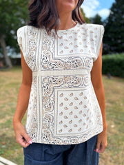 Stone Sleeveless Paisley Top Caitlyn
