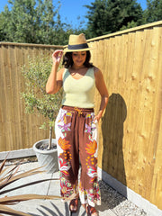 Chocolate Botanical Border Trousers Gemma