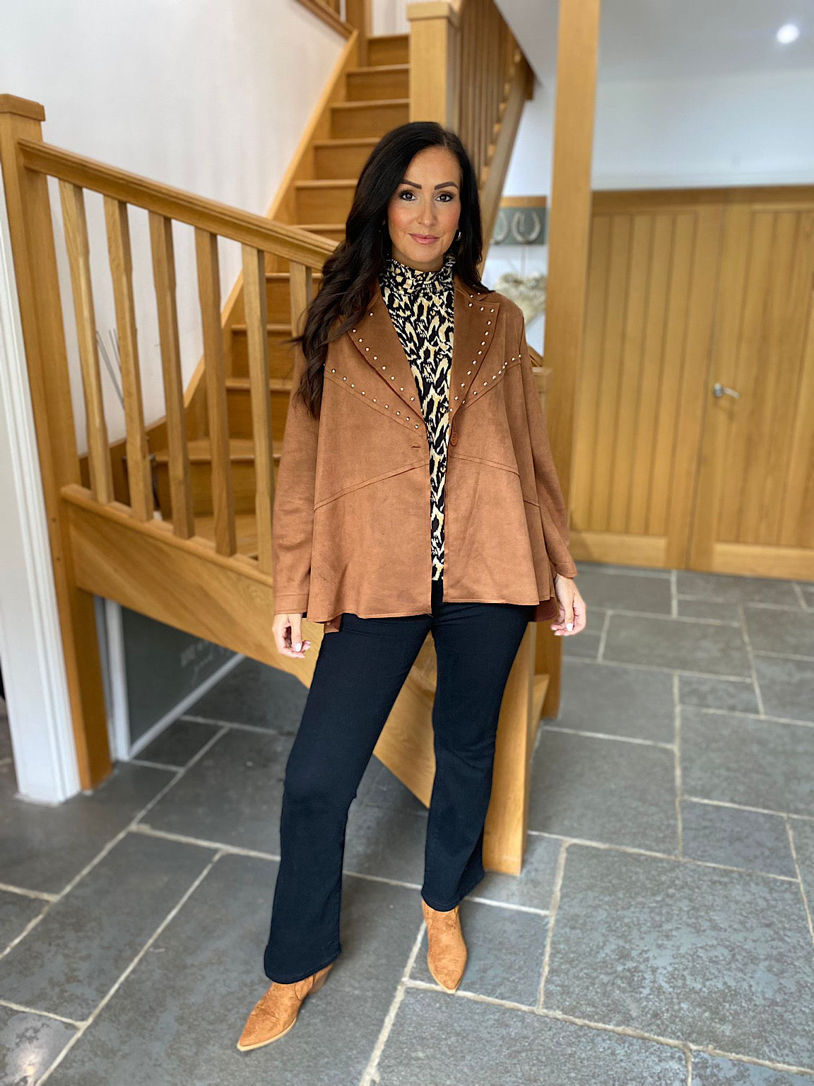 Suede online studded jacket