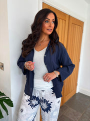 Navy Bubble Cotton Hooded Jacket Hayley