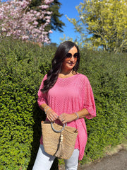 Pink Shimmer Loose Weave Top Jasmine