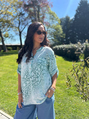 Mint Ombre Leopard Print Blouse Madison