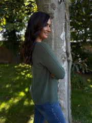 Khaki Embellished Soft Knit Francine