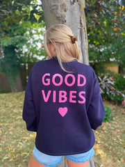 Navy Premium Good Vibes Sweatshirt Alya