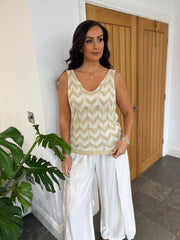 Stone Lurex Zig Zag Knitted Vest Lottie