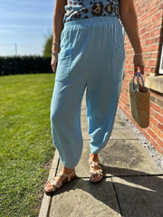 Blue Bubble Cotton Trouser Set Jasmine