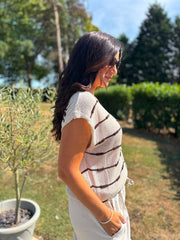 Stone Buttoned Stripe Knit Edith