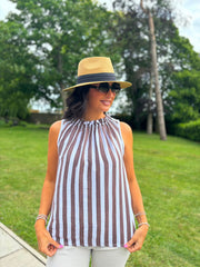 Chocolate Striped Sleeveless Top Tiana