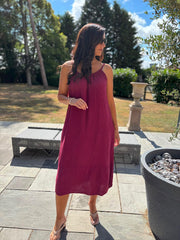 Wine Bubble Cotton Dress Athena
