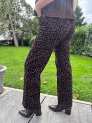 Chocolate Leopard Wide Leg Jeans