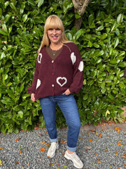 Wine Heart Knit Cardigan Denise
