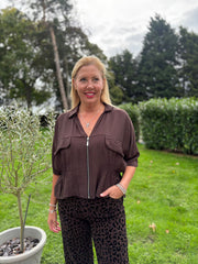 Chocolate Ruched Waist Jacket Misty