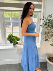 Denim Bandeau Bubble Cotton Dress Linda