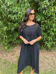 Black Lace Overlay Dress Davina