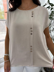Stone Button Detail Top Margot
