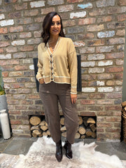 Gold Contrast Trim Shimmer Cardi Ophelia