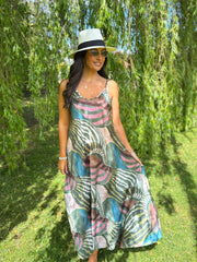 Khaki Abstract Patterned Dress Odette