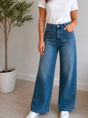 Denim Wide Leg Pocket Front Jeans