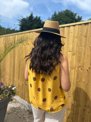Mustard Polka Dot Sleeveless Top Tiana