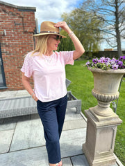Pink Net Sleeve Applique Tee Gemma