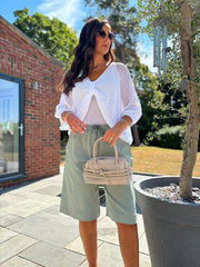 Khaki Drawstring Culottes Anya