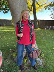 Red Soft Roll Neck Top Kimmy