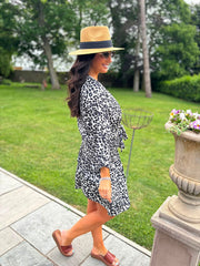 Leopard Tie Front Skirt Set Rosa