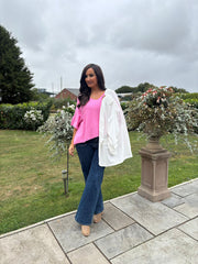 Candy Pink V-Neck Reverse Seam Knit Diana