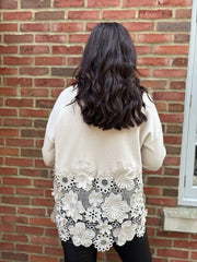 Stone Floral Applique Knit Dina