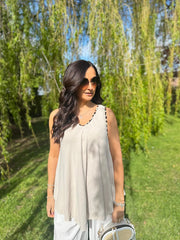 Stone Leopard Trim Vest Eve
