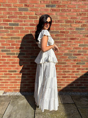 White Boho Tiered Skirt Co-Ord Frankie