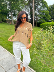 Bronze Distressed Metallic Knit Bianca