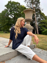 Navy Abstract Pattern Knit Tori