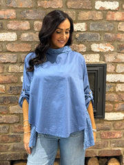 Denim Broderie Anglaise Top Judith