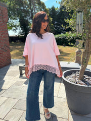 Pink Lace Hem Tee Beryl