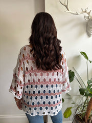 White Premium Multi Hole Stripe Knit Chloe