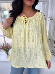 Lemon Textured Bardot Top Maiya