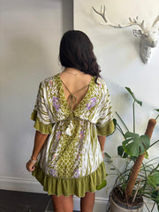 Olive Multi Print Kaftan Tunic Dress Fern