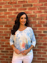 Blue Paisley Floral Knit June