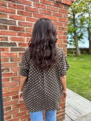 Chocolate Polka Dot Top Everly