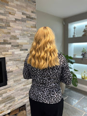 Grey Soft Leopard Ruched Side Top Drew