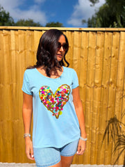 Denim Confetti Heart Tee Eliza
