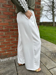 White Tailored Wide Leg Pleat Trousers