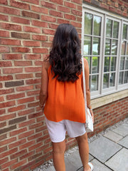 Orange Bubble Cotton Tie Detail Vest Miley